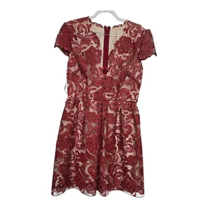 Alex Perry Womens Pink Lace Dress Size 10 Fit Flare Lined Cocktail Knee Length - Picture 1 of 10