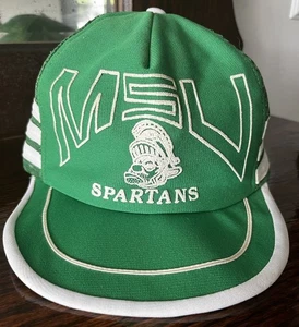Vintage Michigan State University MSU Spartans 3 Stripe Snapback Hat Cap Rare - Bild 1 von 4