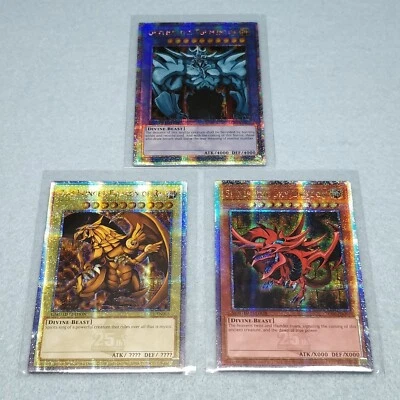 Yugioh 25th Egyptian God Cards Ra Slifer Obelisk Quarter Century Secret Rare Set - Image 1 of 2