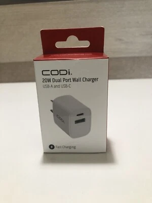 NUEVO SELLADO 20W Cargador de Pared Doble Puerto, Salida USB-C y USB-A - Blanco Foto 1 de 4