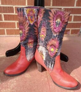 Elite Corkys  Peacock Multicoloured  Pull On Calf Boots Size 8