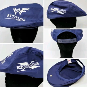 VTG WWF DEGENERATION X ATTITUDE WCW WWE Mens Hat Newsboy Button Snap Bill Cap - Picture 1 of 10