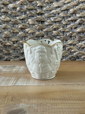 Lenox “Merry Lights” Santa Candy Cane Votive Candle Holder Ivory Porcelain - Image 1 of 4