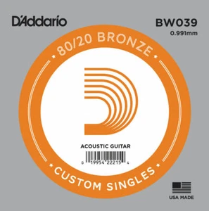 D'Addario BW039 Bronze Wound Acoustic Guitar Single String, .039 - Picture 1 of 2