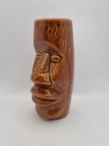 Brown Ceramic Tiki Mug Tribal Face Design Eastern Island Coctail Glass Rare VGC - Imagen 1 de 9