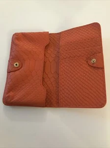 GiGi New York Mini Phone Case Wallet Python Embossed Leather Bermuda Orange - Zdjęcie 1 z 9