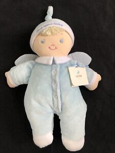 Gund Baby Boy ‘God Bless Baby’ Angel Wings Blue Plush Stuffed Doll NEW