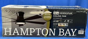 Hampton Bay Hawkspur 52 in Matte Black Ceiling Fan LED Light & Remote Control - Picture 1 of 5