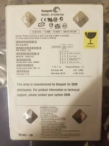 Seagate ST340015A 40GB PN 9Y3001-106 FW 3.15 ATA 3.5" HD DC 06124 WU - Picture 1 of 3