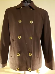 WOMENS Size 8 Pea Winter Coat JACKET Brown LINED Wool Cashmere - Picture 1 of 8