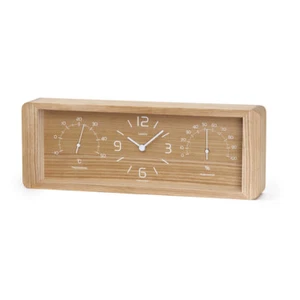 Lemnos Yokan Natural LC11-06 NT Table Clock YUICHI NARA w/Thermohygrometer Japan - Picture 1 of 4