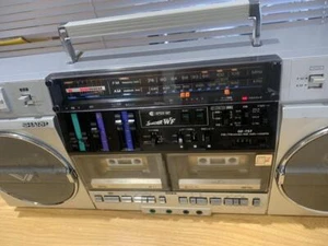 Sharp GF-757 Vintage Stereo Boombox Dual Cassette Deck FMAM Radio Fully Function - Picture 1 of 11