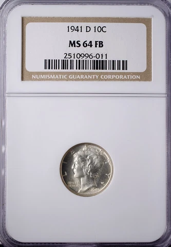1941 D Mercury Dime NGC MS64FB Cover