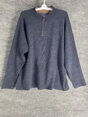 Suéter masculino vintage Pendleton XL azul lã de cordeiro pulôver 1/4 zíper simulado - Imagem 1 de 4