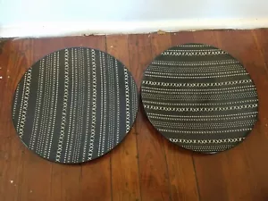 Tabletops Lifestyles Dinnerware Whipstitch 11.5" Dinner Plate Set (2)Black White - Picture 1 of 5