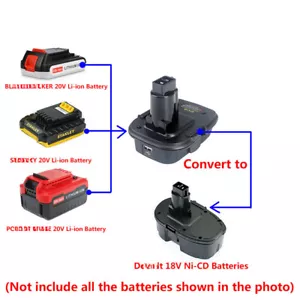 1 adattatore per batteria PORTER-CABL/BLACK&DECKER 20V, adatto per utensili DeWalt 18V Ni-CD - Foto 1 di 6