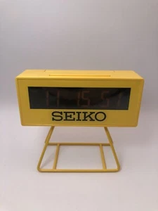 SEIKO SQ817Y Digital Alarm Clock Mini Timer Rectangle Yellow Desktop Japan - Picture 1 of 6