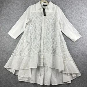 Garcia Shirtkleid Damen klein weiß Blumen Oversize Ösen Lagenlook NEU 129 $ - Bild 1 von 14