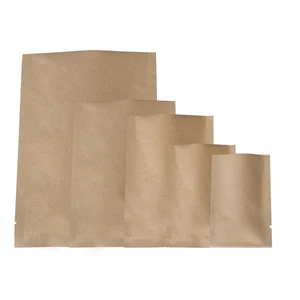 100x Two-Sided Kraft Mylar Foil Heat Seal Food Packaging Bags with Tear Notch - Picture 1 of 13