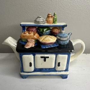 Vintage Wood burning stove Teapot Decorative Ceramic Collectible Tea lover - Picture 1 of 11