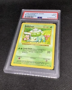 Original 1999 Pokémon Base Set SHADOWLESS Bulbasaur 44/102 PSA 9 MINT - Picture 1 of 5