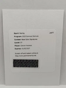 2025 Donruss Racing Carson Hocevar Optic Base Signature Redemption - Picture 1 of 2