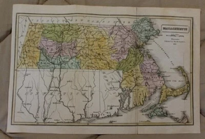 1839 Detailed Hand Colored 8x12 1/2” Map of Massachusetts - Image 1 of 4