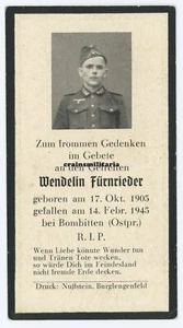 Orig. Sterbebild Grenadier + BOMBITTEN b. Heiligenbeil Ostpreussen 1945 - Bild 1 von 1