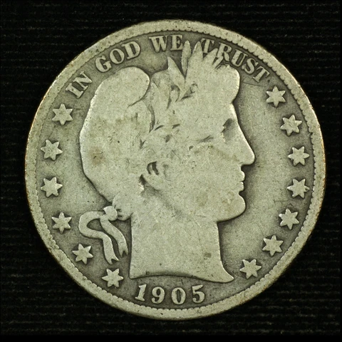 Barber Silver Half Dollar. 1905 S. VG. Lot # 9042-75-138 Cover