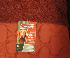 Coleman Pet Puffer Jacket Fleece Lined Hook & Loop Close Red XL NEU - Bild 1 von 5