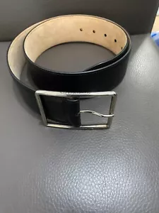Alexander McQueen Wide Black Leather Belt with Silver Rectangle Buckle - Picture 1 of 8