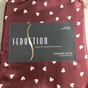 NEW Seduction L'AMOUR SATIN King Pillowcase Set Hearts - Picture 1 of 5