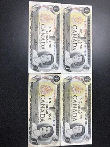 1973 Canada $1 Notes /  VF - AU ; Lot Of 4 - Picture 1 of 6