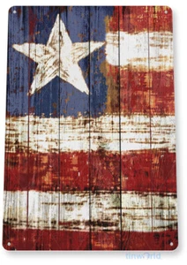 American Flag USA Rustic Patriotic Art Metal Decor Tin Sign B549 - Zdjęcie 1 z 2
