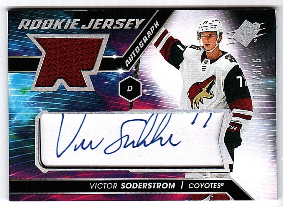 2020-21 SPx #VS Victor Soderstrom Coyotes Rookie Jersey Auto #/375 (ref 110211) - Image 1 of 2