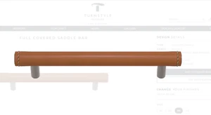 Turnstyle Designs Full Covered Bar Saddle Tan Leather Cabinet Handle 160mm - Picture 1 of 12