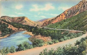 Rio Grande Canyon New Mexico Vintage PC Posted 1936 - Picture 1 of 2
