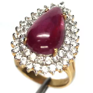 Anello In Argento Sterling 925 Con Rubino Rosa E Zircone Bianco Taglia 8 - Foto 1 di 4