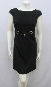 Dolce & Gabbana Kleid schwarz Lack integrierter Gürtel silber Ösen Gr. 40 Small 4 - Bild 1 von 7