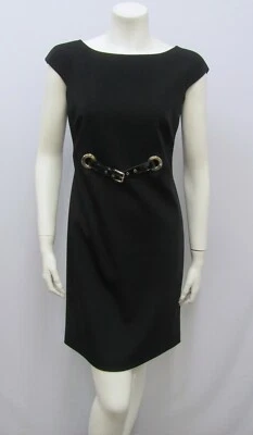 Vestido Dolce & Gabbana Negro Charol Cinturón Incorporado Ojales Plateados Talla 40 Pequeño 4 Foto 1 de 4