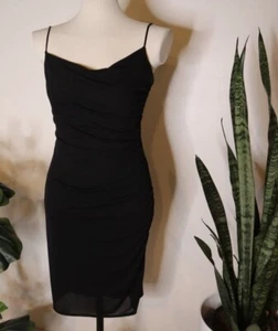 David Meister Asymmetrical Black Cocktail/Party Dress with Spaghetti Strap, Sz 4 - Picture 1 of 11