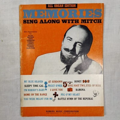 Rare 1964 Vtg MEMORIES SING ALONG WITH MITCH by Jimmy Carroll ORGAN Song Book - Image 1 of 4