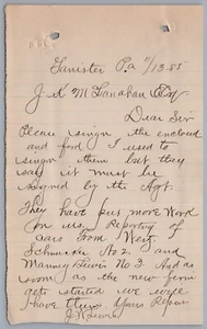 1885 Ganister, Pennsylvania Handwritten Letter to Attorney McLanahan - Picture 1 of 2