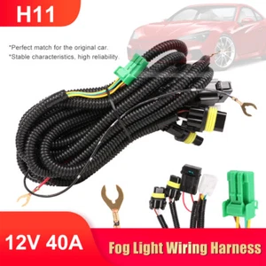 H11 Fog Light Wiring Harness Sockets Wire LED Indicators Switch 12V 40A Relay - Picture 1 of 19