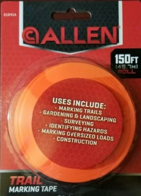 Hunting Hiking Trail Marking Blaze Orange Flagging Tape 150' Roll By Allen Co. - Image 1 of 2