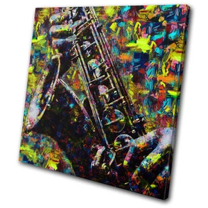 Sassofono Colorato Pop Paint Musicale SINGOLA TELA WALL ART Quadro Stampa - Foto 1 di 1