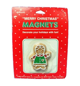 Hallmark MAGNET Christmas Vintage GINGERBREAD MAN Cookie GIRL 1985 Holiday NEW* - Picture 1 of 3