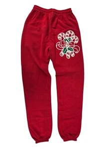 Vintage Hanes Sweatpants Women S Christmas Red 50/50 Joggers Made in USA 80s - Picture 1 of 9