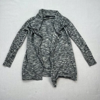 Cárdigan Theory Mujer Pequeño Pequeño Gris Burnout Cascada Suéter de Lana Abierto Foto 1 de 4