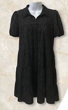 Monteau Pullover Dress Size Medium Black White Polka Dots Ruffle Layered Casual